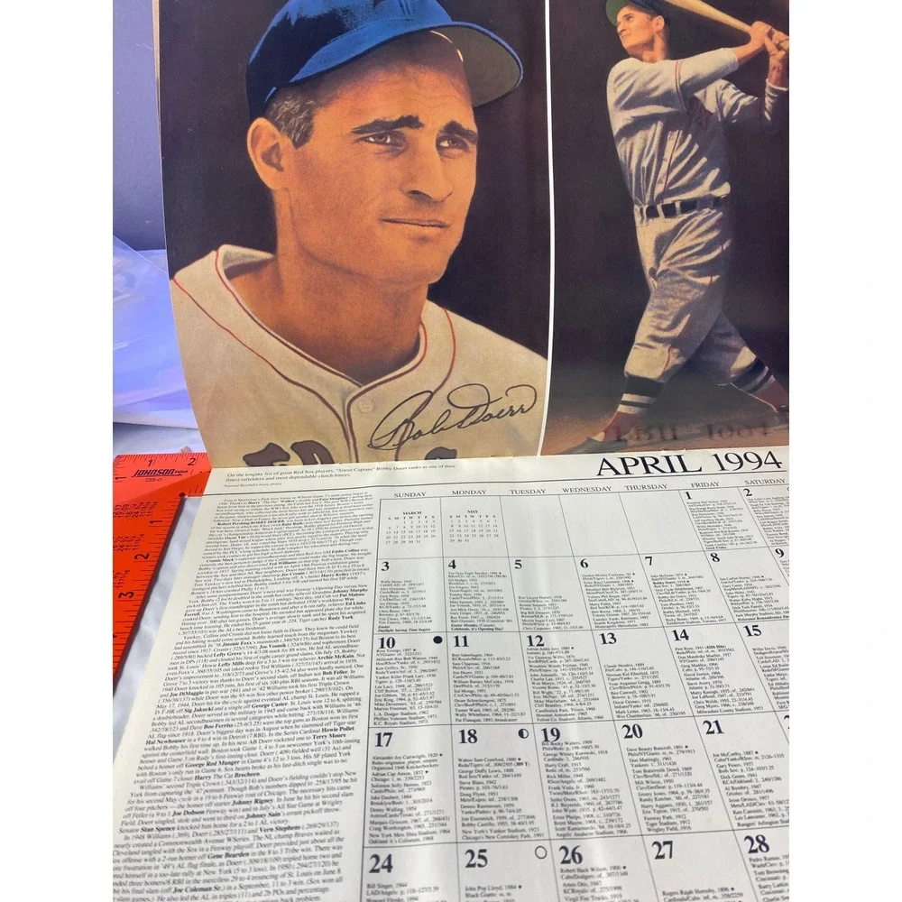 Vintage 1994 Play Ball MLB Baseball Wall Calendar Reggie Jackson Bobby Doerr